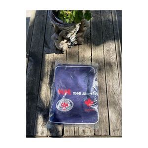 Vintage 70s Canvas Travel Bag Top Handle CAA MML Travel Agency Maple Leaf Blue R